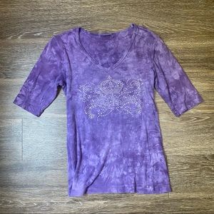 purple tie dye bedazzled shirt